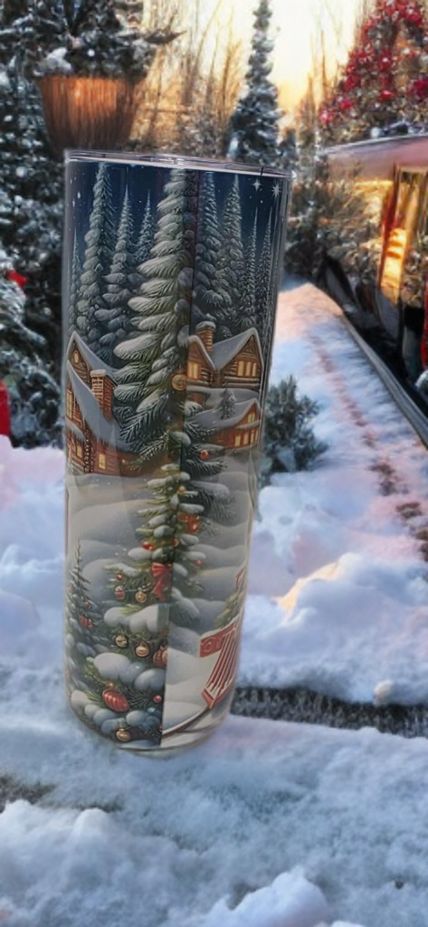 Vintage Christmas train 20oz tumbler-seasonal travel cup