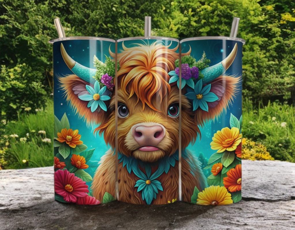 Floral Cow 20oz Tumbler – Cow Print Flower Drinkware