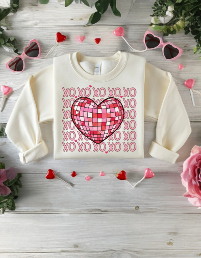 Disco Heart XOXO Crewneck – Valentine’s Sweatshirt