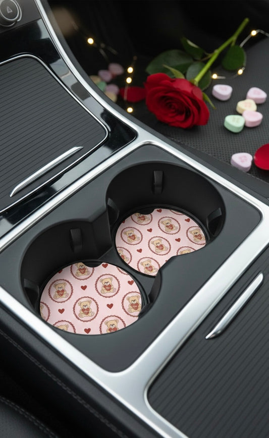 Teddy Bear “Be Mine” Valentine Car Coasters