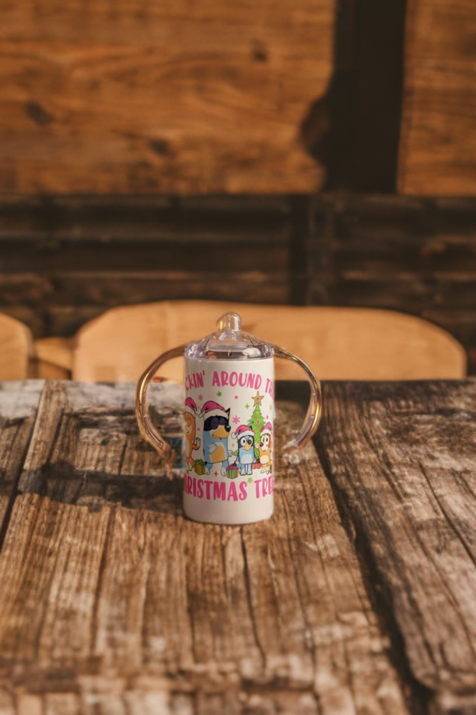 Rockin’ Around the Christmas Tree Sippy Cup – Bluey Inspired Kids Cup