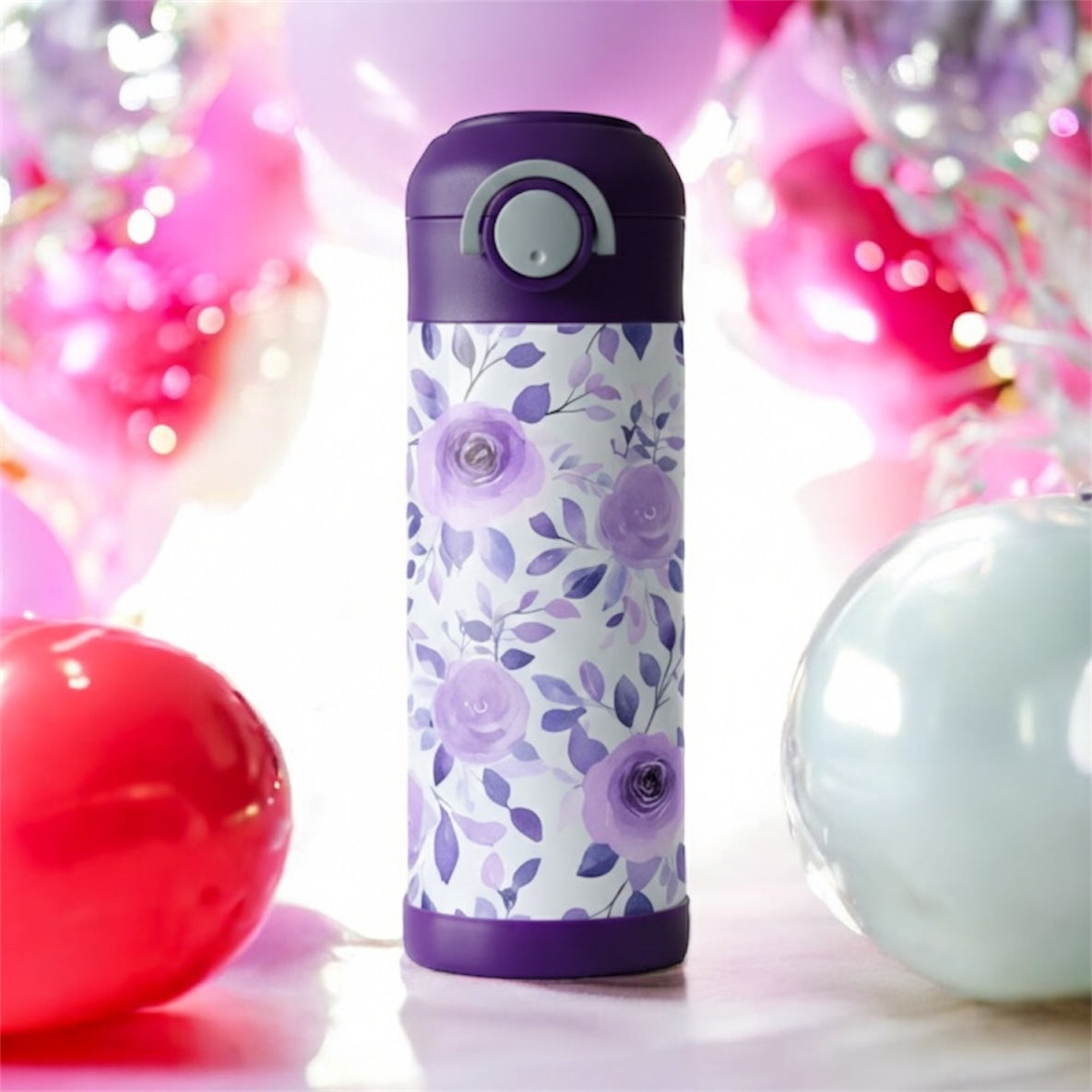 Purple Roses Valentine Kids Tumbler