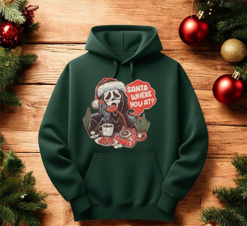 Santa Where You At Hoodie – Scream-Inspired Christmas Sweatshirt