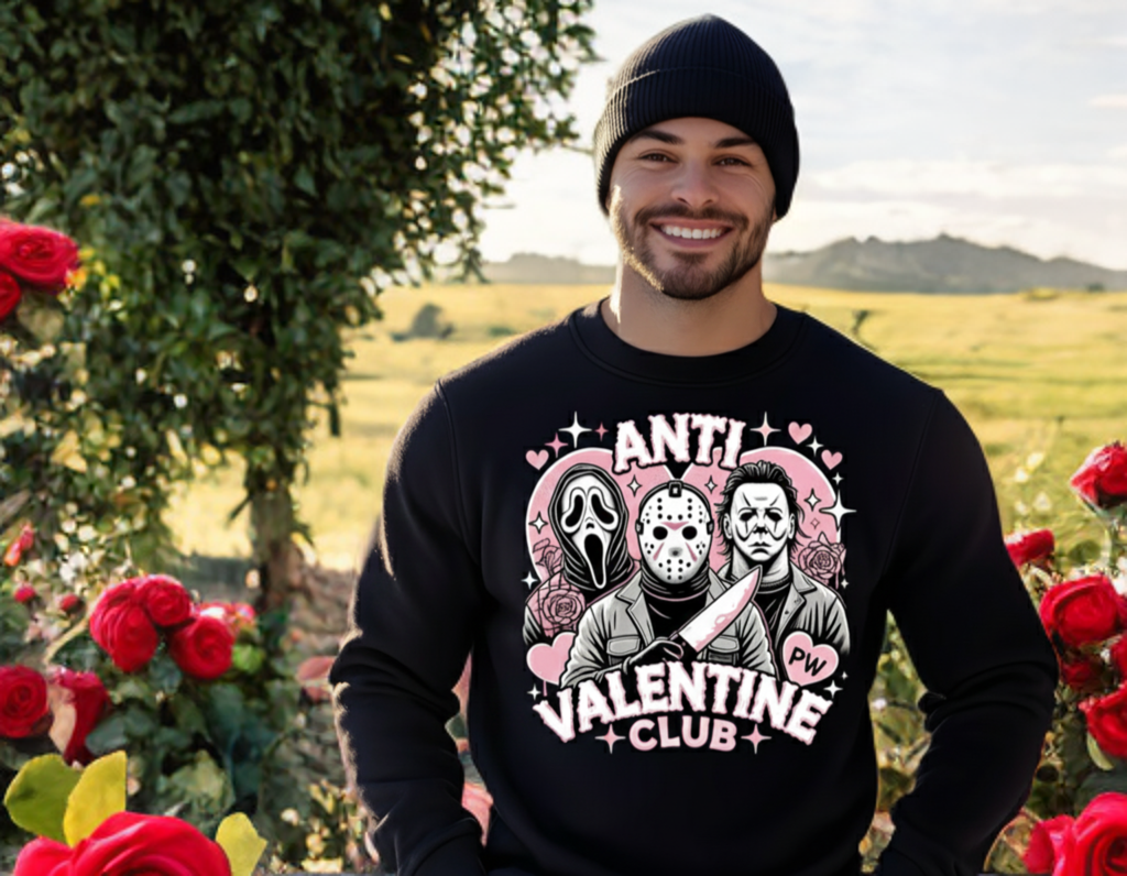 Anti-Valentine’s Club Crewneck – Horror Valentine Sweatshirt