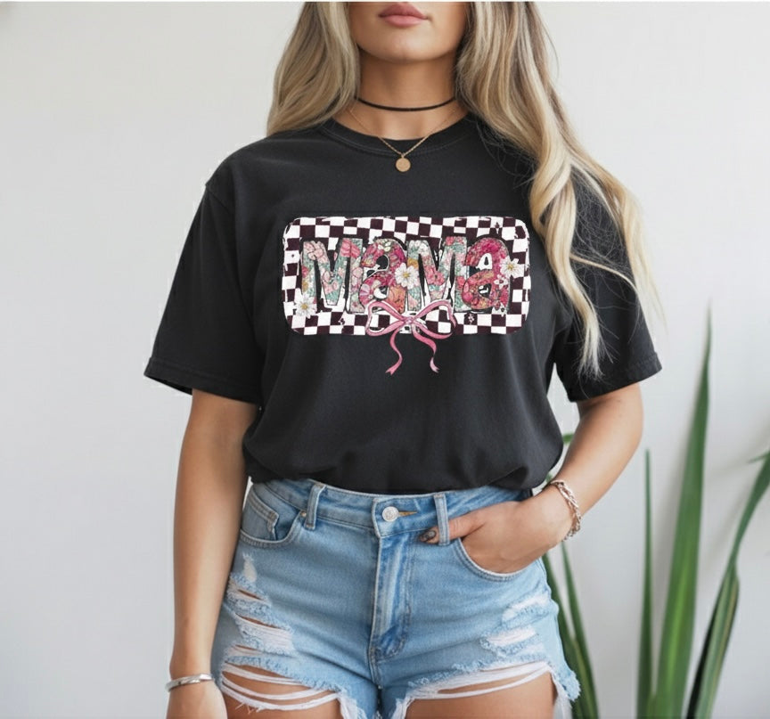 Coquette Checkered Mama T-Shirt