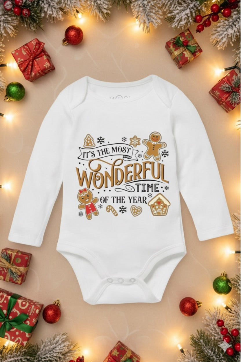“It’s the Most Wonderful Time of the Year” Baby Onesie – Festive Holiday Outfit