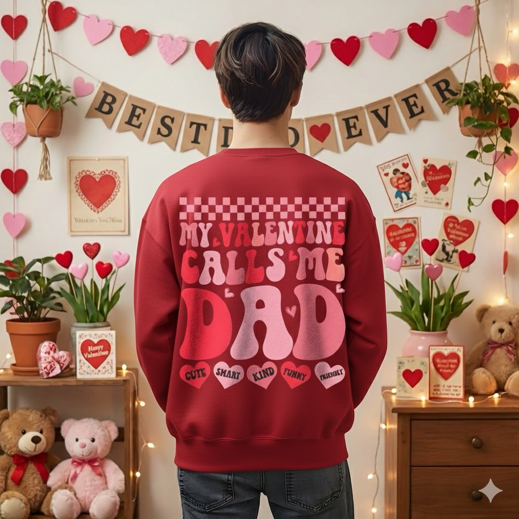 My Valentine Calls Me Dad Crewneck – Valentine’s Sweatshirt