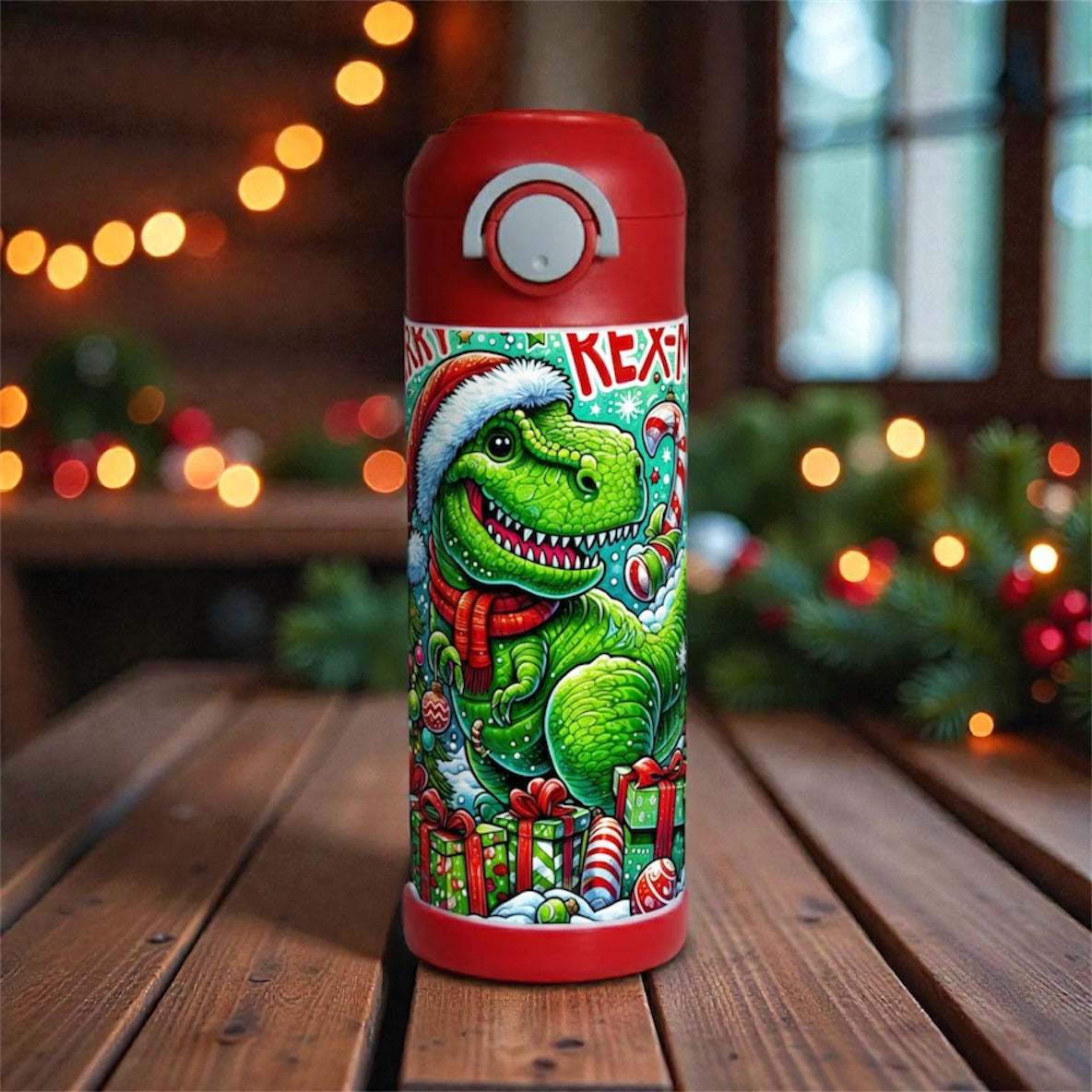 Christmas Dinosaur Kids Tumbler – Fun Holiday Drinkware for Kids