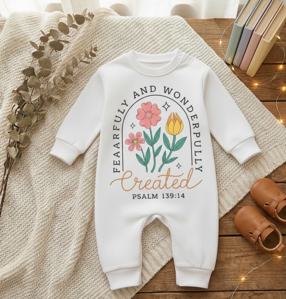 Fearfully and Wonderfully Created Baby Onesie – Psalm 139:14