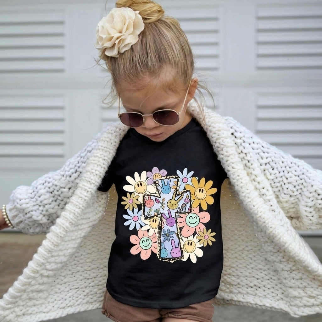 Easter Cross Kids T-Shirt – Faith-Based Easter Tee