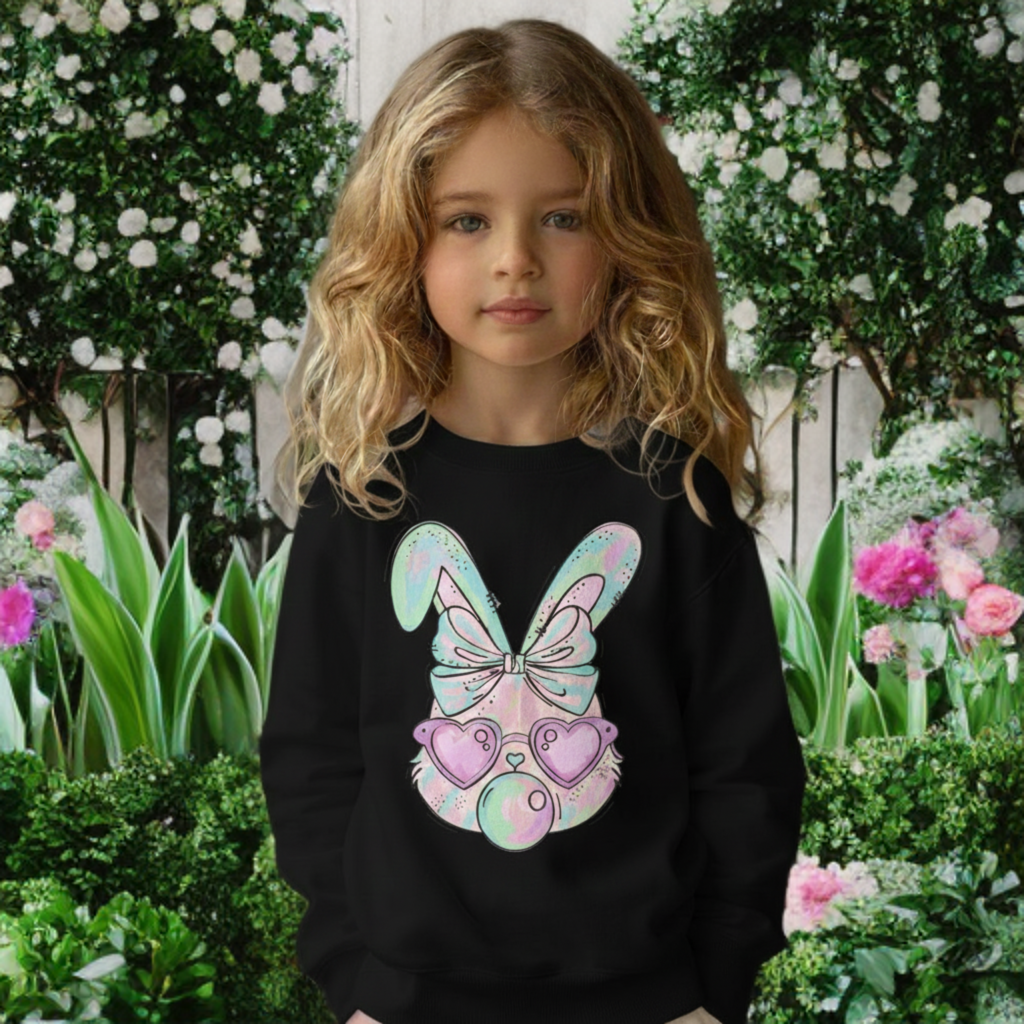 Pastel Bunny Girls Crewneck – Easter Sweatshirt