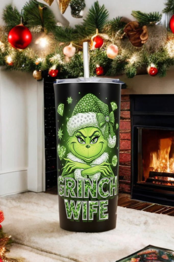 Grinch Wife 20oz Tumbler – Christmas Holiday Drinkware