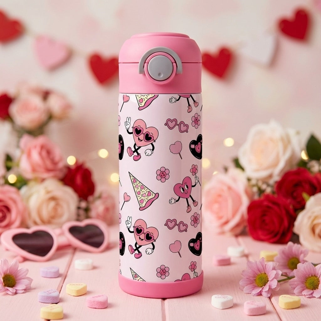 Retro Valentine Kids Tumbler – Valentine Drink Cup