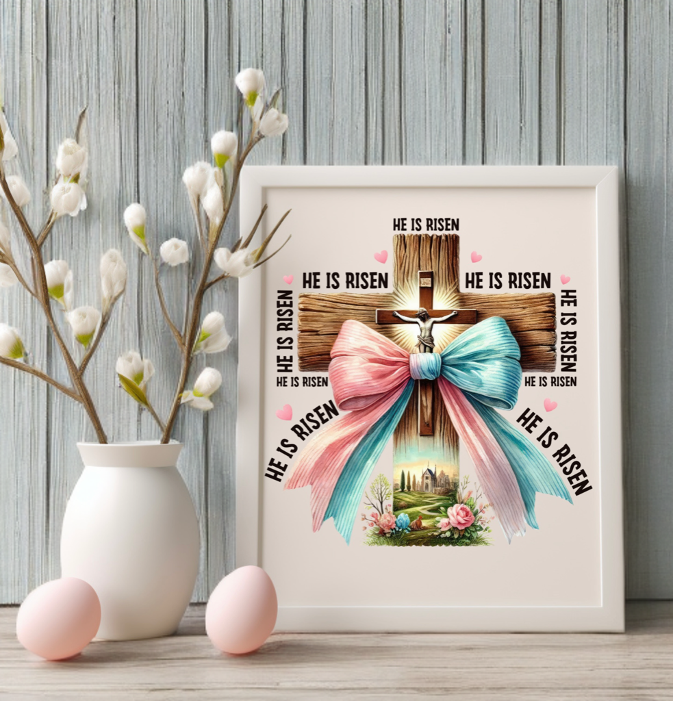 He Is Risen 8x10 Easter Home Décor – Faith-Based Wall Art