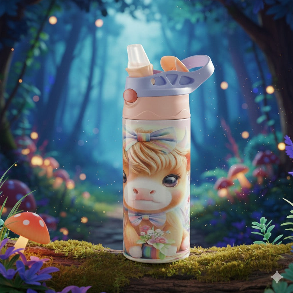 Highland Cow Kids Tumbler – Cute Children’s 12oz Drink Cup