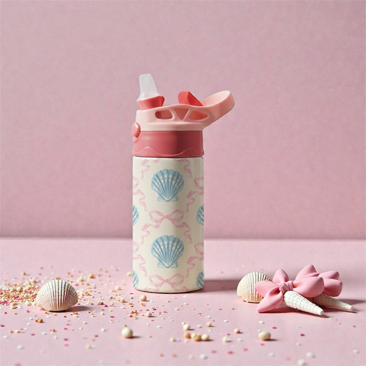Seashell Ribbon Kids Tumbler – Cute Children’s Drink Cup
