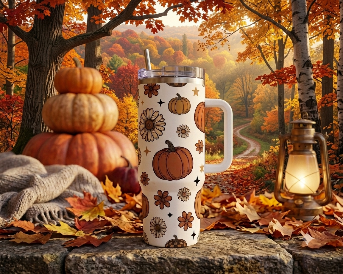 Floral Pumpkin 30oz Tumbler