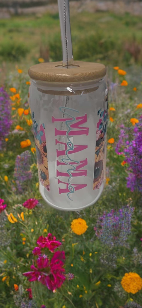 Sunflower Mama Glass Tumbler