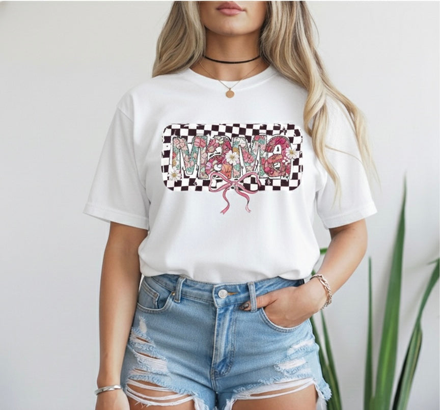 Coquette Checkered Mama T-Shirt