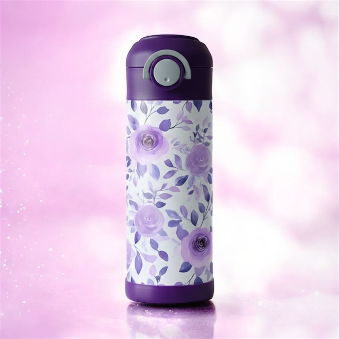 Purple Roses Valentine Kids Tumbler