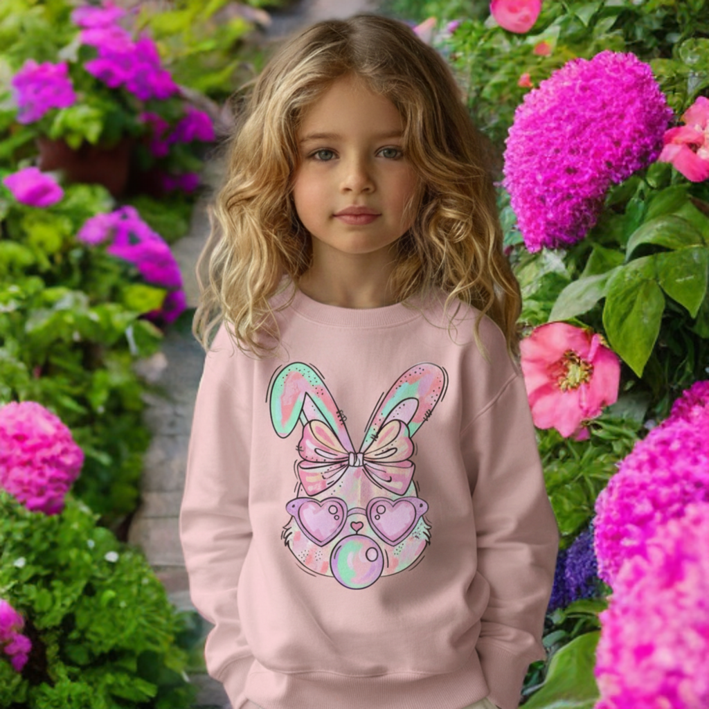 Pastel Bunny Girls Crewneck – Easter Sweatshirt