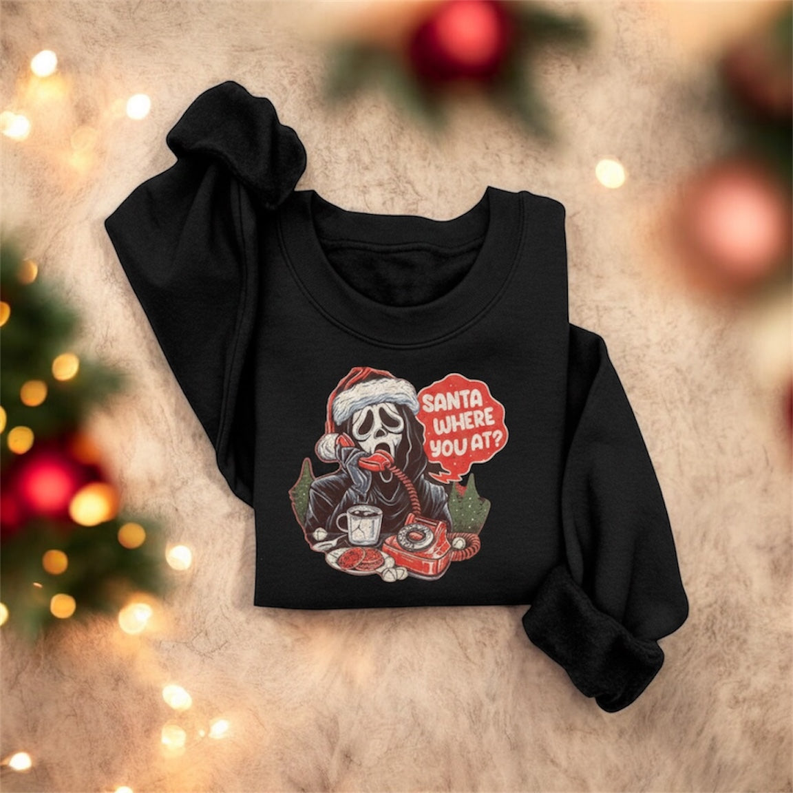 Santa Where You At Crewneck – Scream-Inspired Christmas Sweatshirt