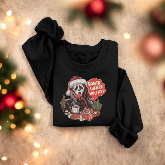 Santa Where You At Crewneck – Scream-Inspired Christmas Sweatshirt
