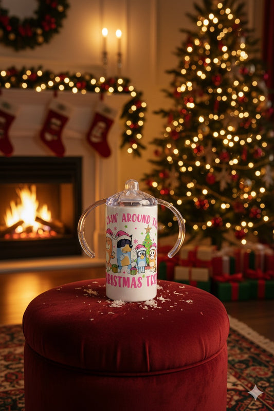Rockin’ Around the Christmas Tree Sippy Cup – Bluey Inspired Kids Cup