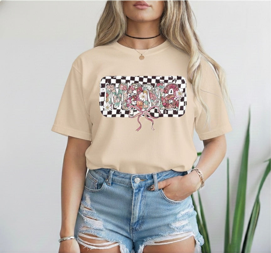 Coquette Checkered Mama T-Shirt