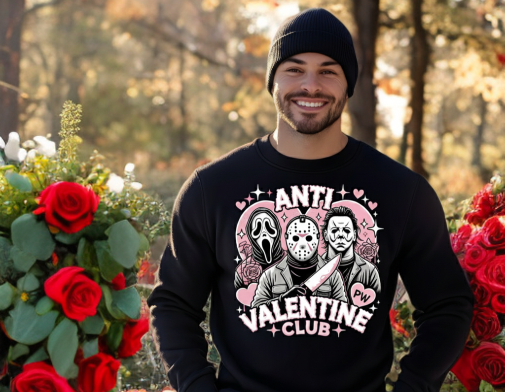 Anti-Valentine’s Club Crewneck – Horror Valentine Sweatshirt