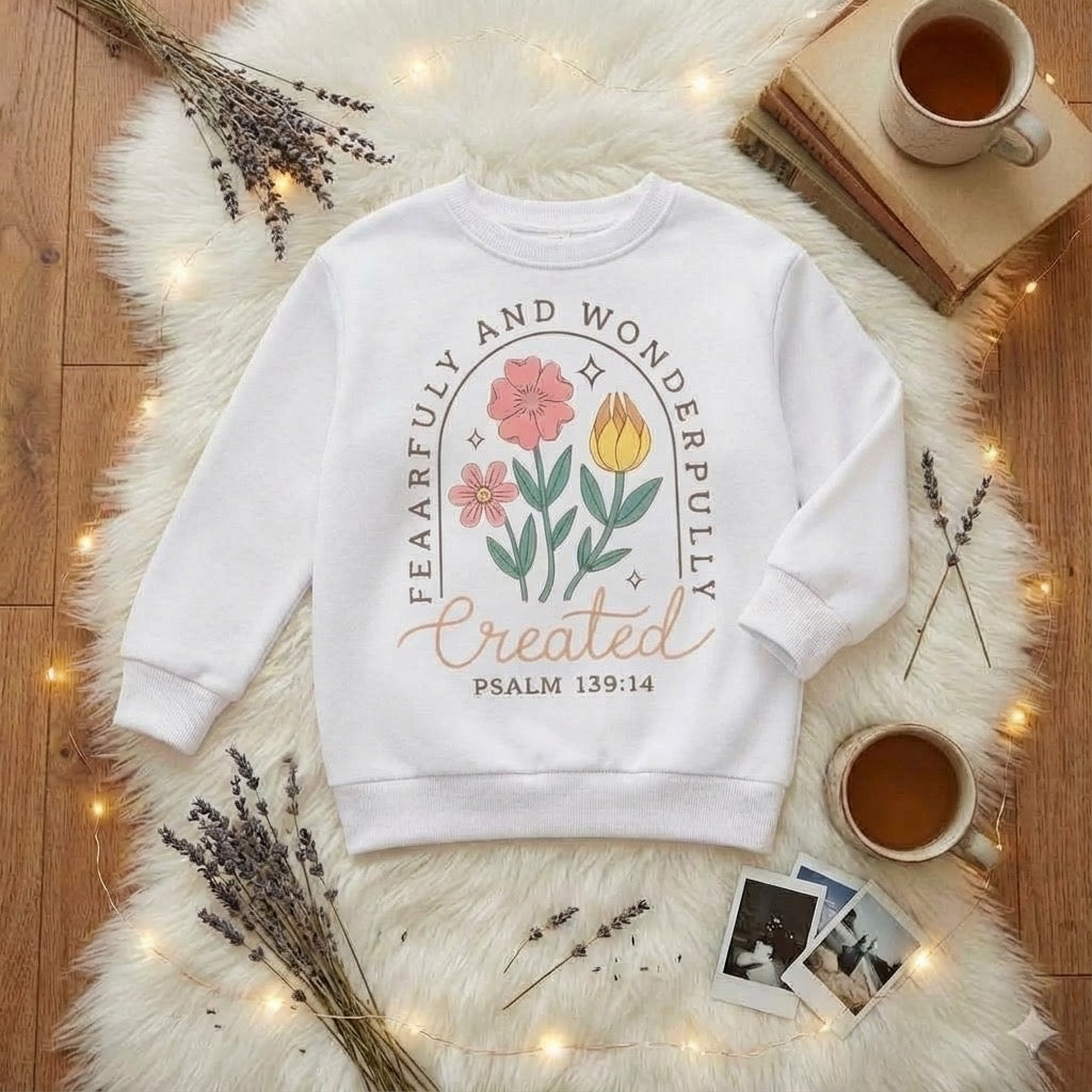 Fearfully and Wonderfully Created Girls Crewneck – Psalm 139:14