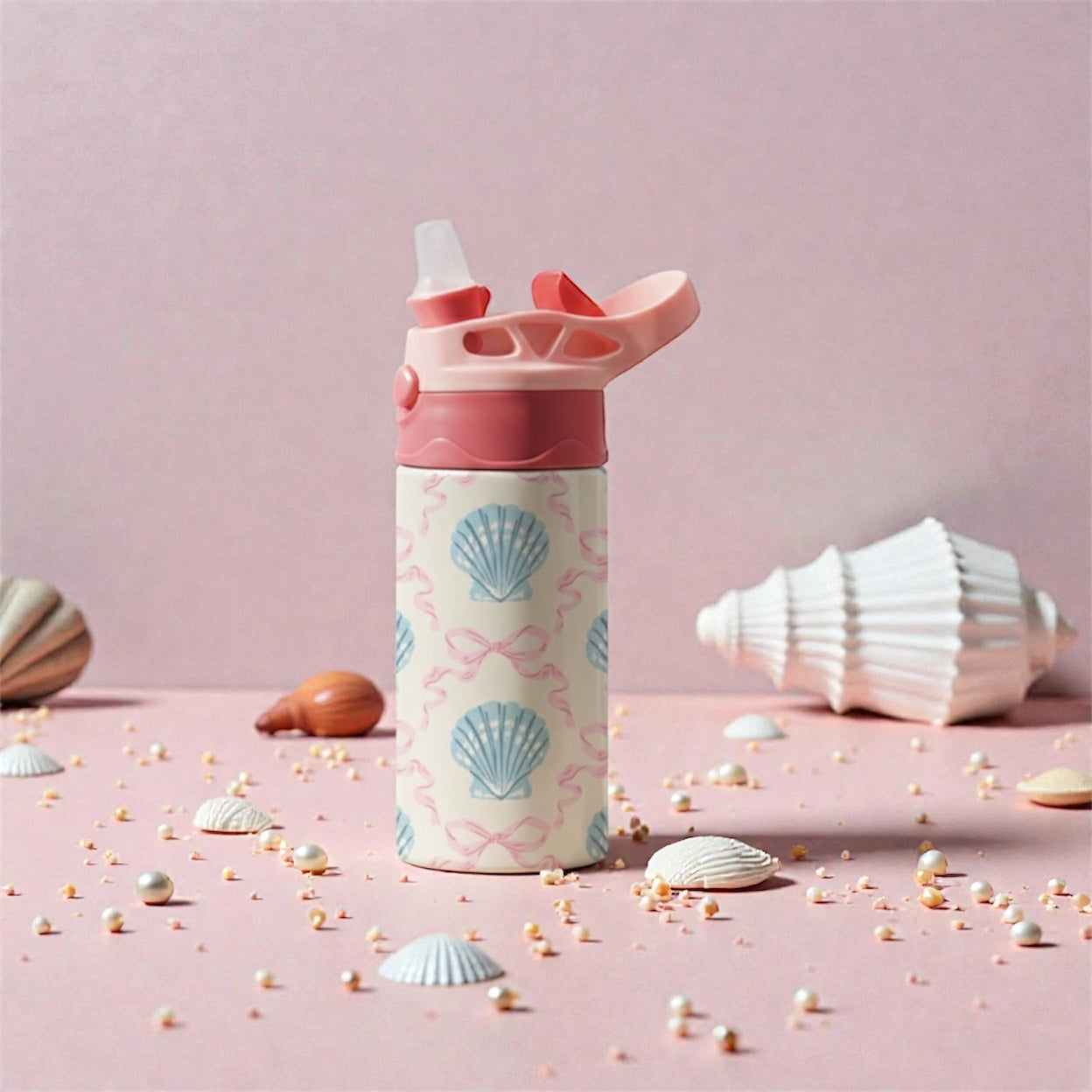Seashell Ribbon Kids Tumbler – Cute Children’s Drink Cup