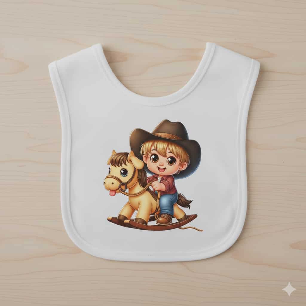 Cowboy Rocking Horse | Baby Bib