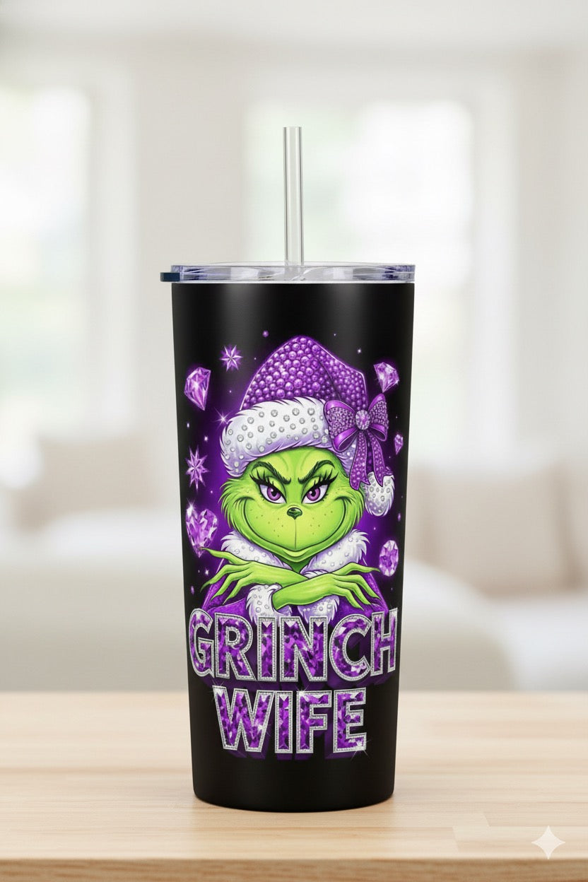 Grinch Wife 20oz Tumbler – Christmas Holiday Drinkware