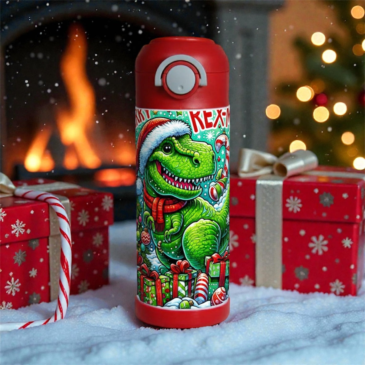 Christmas Dinosaur Kids Tumbler – Fun Holiday Drinkware for Kids