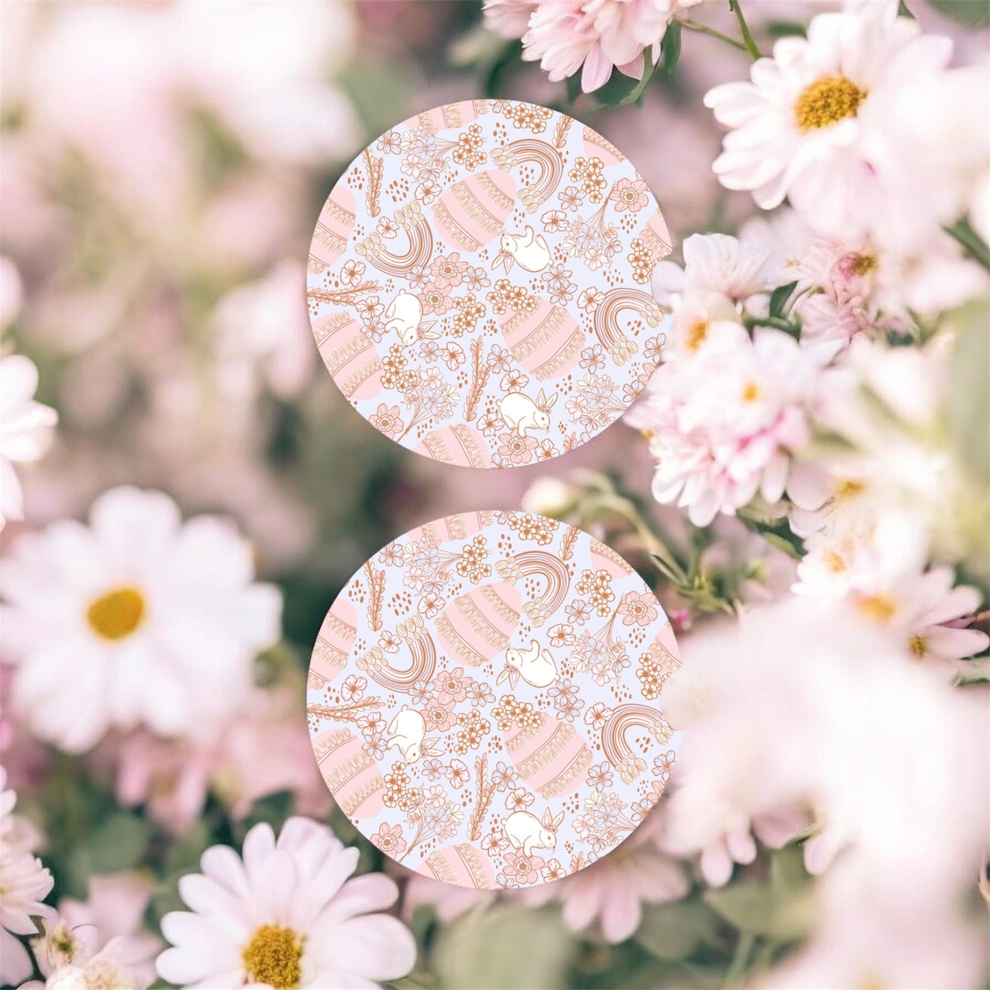 Boho Easter Car Coasters – 2 Pack