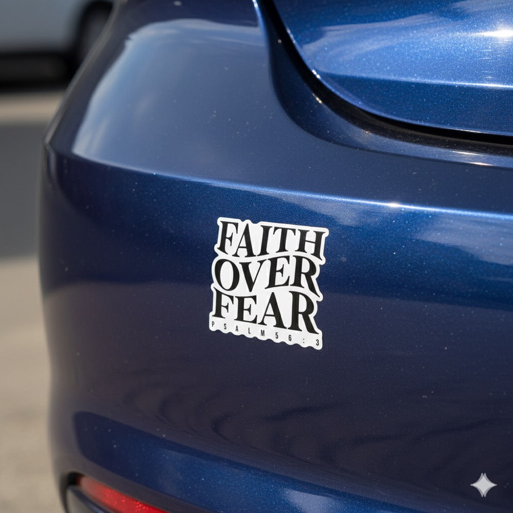 Faith Over Fear Car Decal – Christian Vinyl Sticker