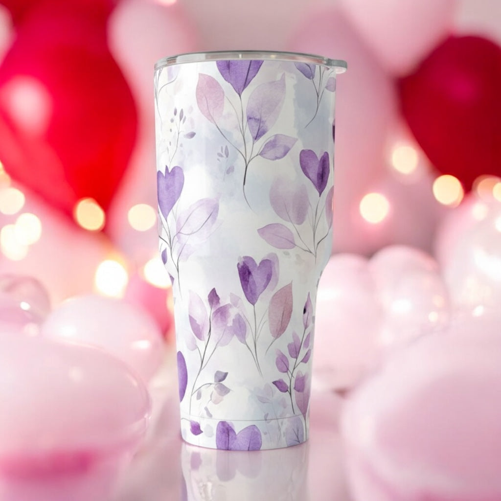 Purple Floral 40oz Valentine Tumbler