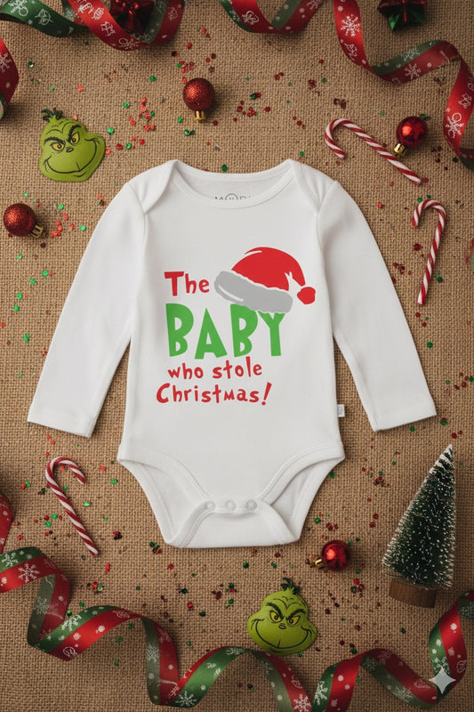 Baby Who Stole Christmas Onesie – Holiday Infant Onesie