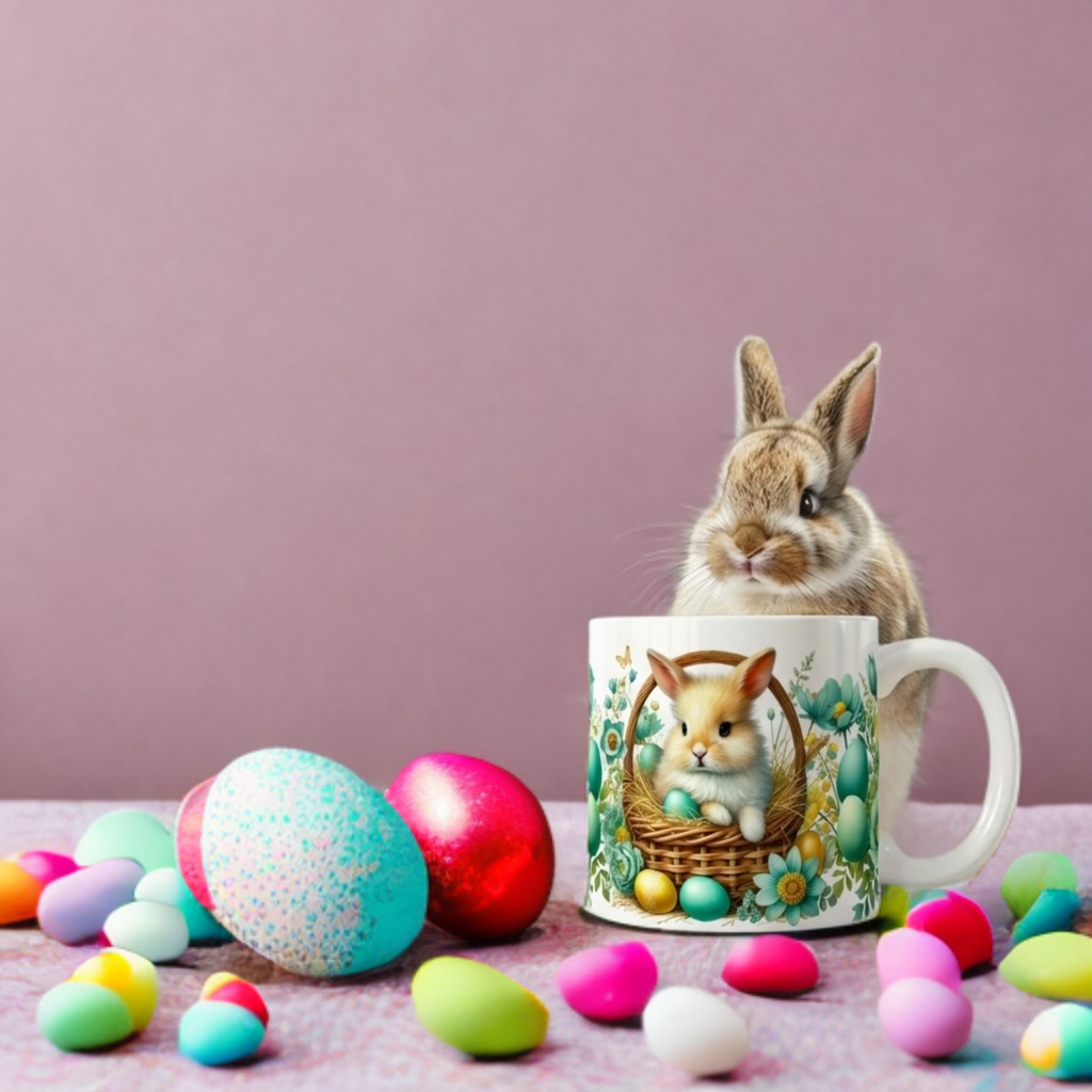 Bunny Easter Coffee Mug – 11 oz Spring Ceramic Mug