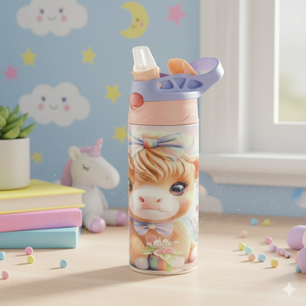Highland Cow Kids Tumbler – Cute Children’s 12oz Drink Cup