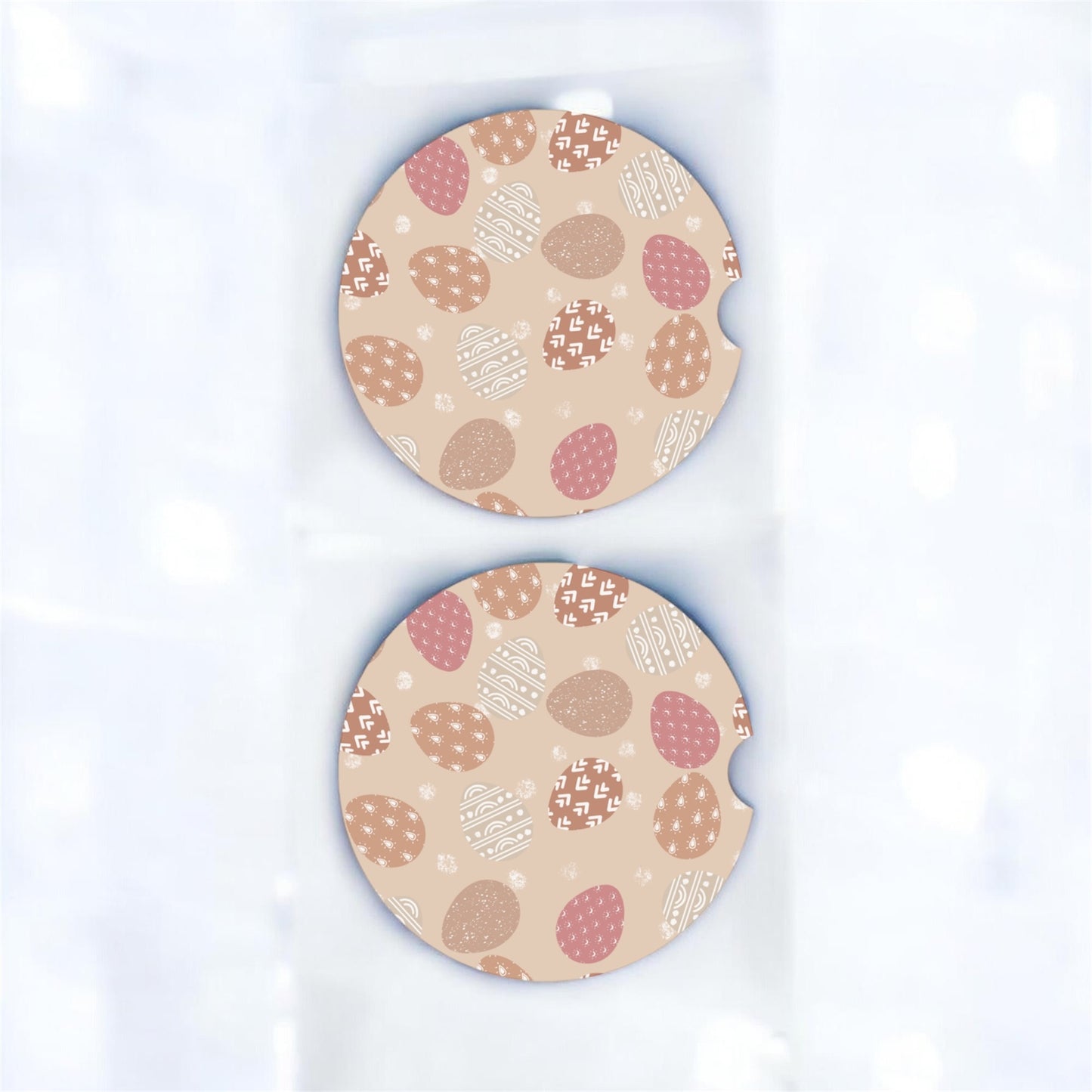 Boho Easter Eggs Car Coasters – 2 Pack
