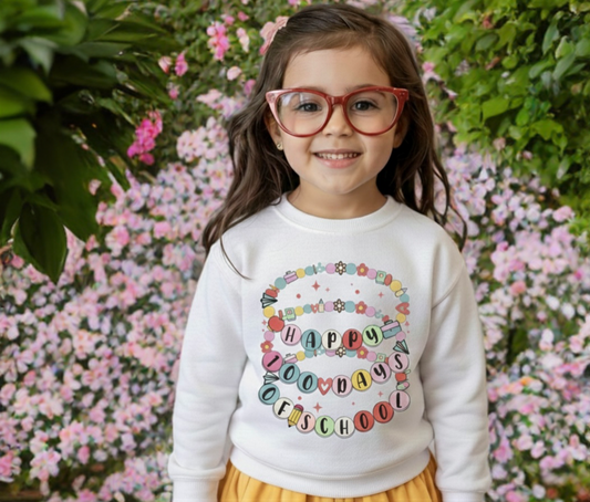 100 Days of School Girls Crewneck – Fun Milestone Sweatshirt