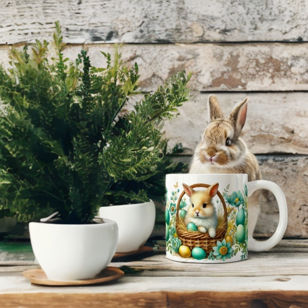 Bunny Easter Coffee Mug – 11 oz Spring Ceramic Mug