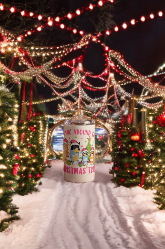 Rockin’ Around the Christmas Tree Sippy Cup – Bluey Inspired Kids Cup