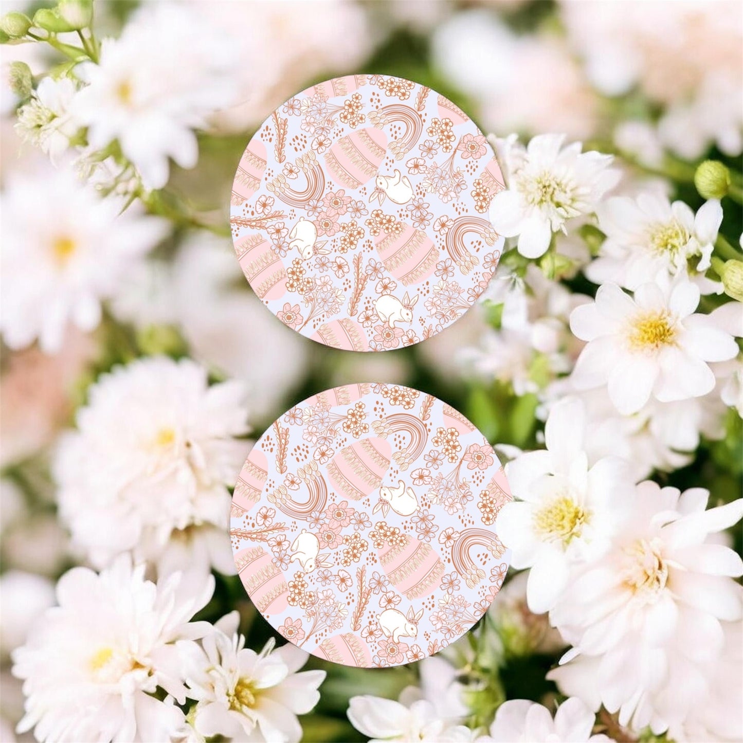 Boho Easter Car Coasters – 2 Pack