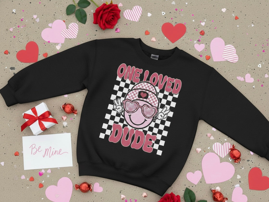 One Loved Dude Toddler Valentine’s Crewneck
