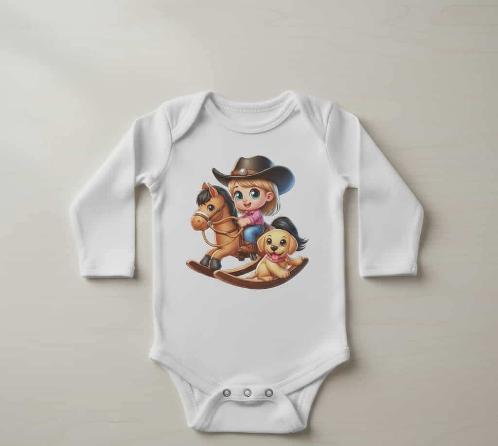 Baby Cowboy Rocking Horse Onesie | Western infant Onesie