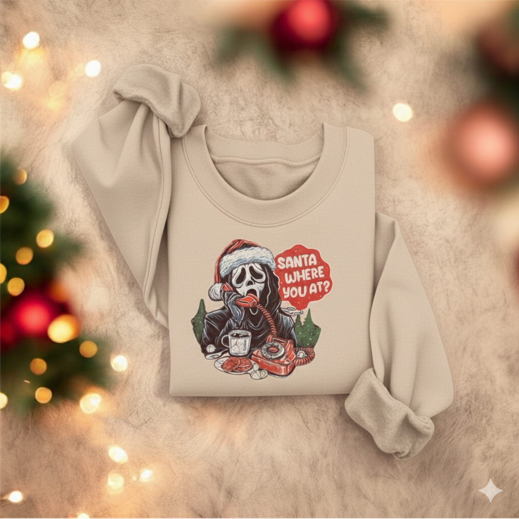Santa Where You At Crewneck – Scream-Inspired Christmas Sweatshirt