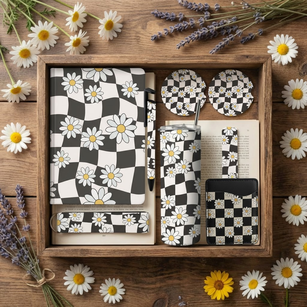 Checkered Daisy Medium Gift Set